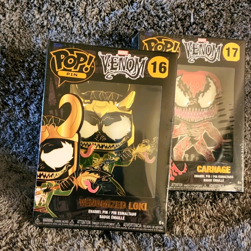 Venomized Loki and Carnage Pop! Pins